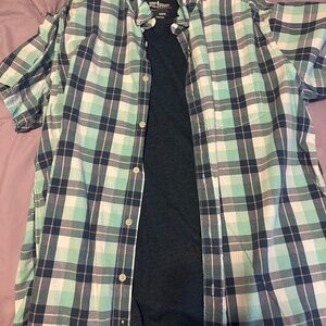 MEN'S URBAN PIPELINE BUTTON DOWN DRESS SHIRT WITH UNDERSHIRT  BLUE PLAID XXL